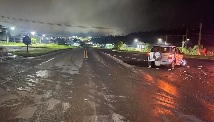 Laranjeiras - Homem fica ferido após acidente no trevo de acesso à Vila Palmeiras na BR 277 